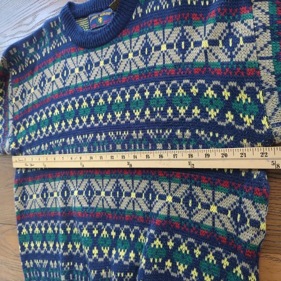 Vintage Apparel Workshop Geometric Sweater XL Fair Isle Nordic Retro 80s 90s - Picture 7 of 14